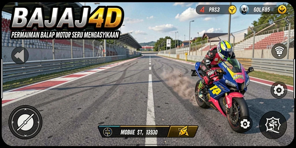 Screenshot gameplay BAJAJ4D dengan aksi balap motor yang mendebarkan.