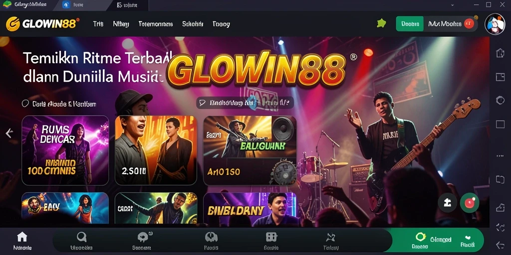 Screenshot gameplay <strong>GLOWIN88</strong> yang penuh warna dan interaksi musik.