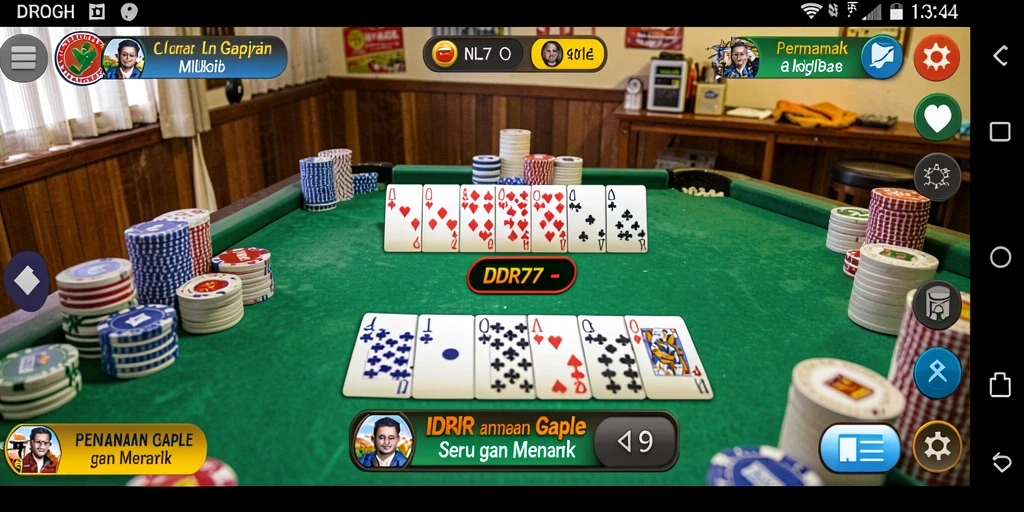 Tampilan utama gameplay Gaple yang mengasyikkan di IDR77.