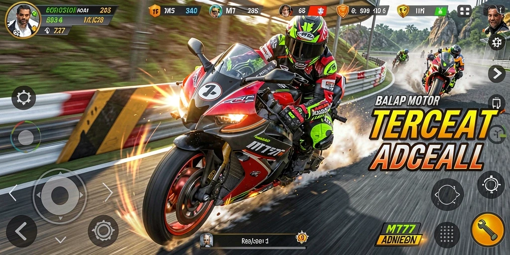 Tampilan screenshot dari gameplay balap motor yang seru di MT777.