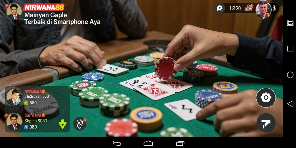 Tampilan gameplay seru dalam NIRWANA88 saat bermain Gaple.
